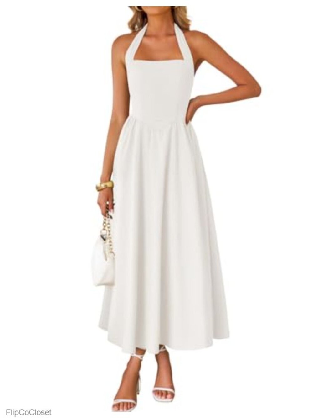 ZESICA Women's Summer Sleeveless Halter Wedding Guest Maxi Dress